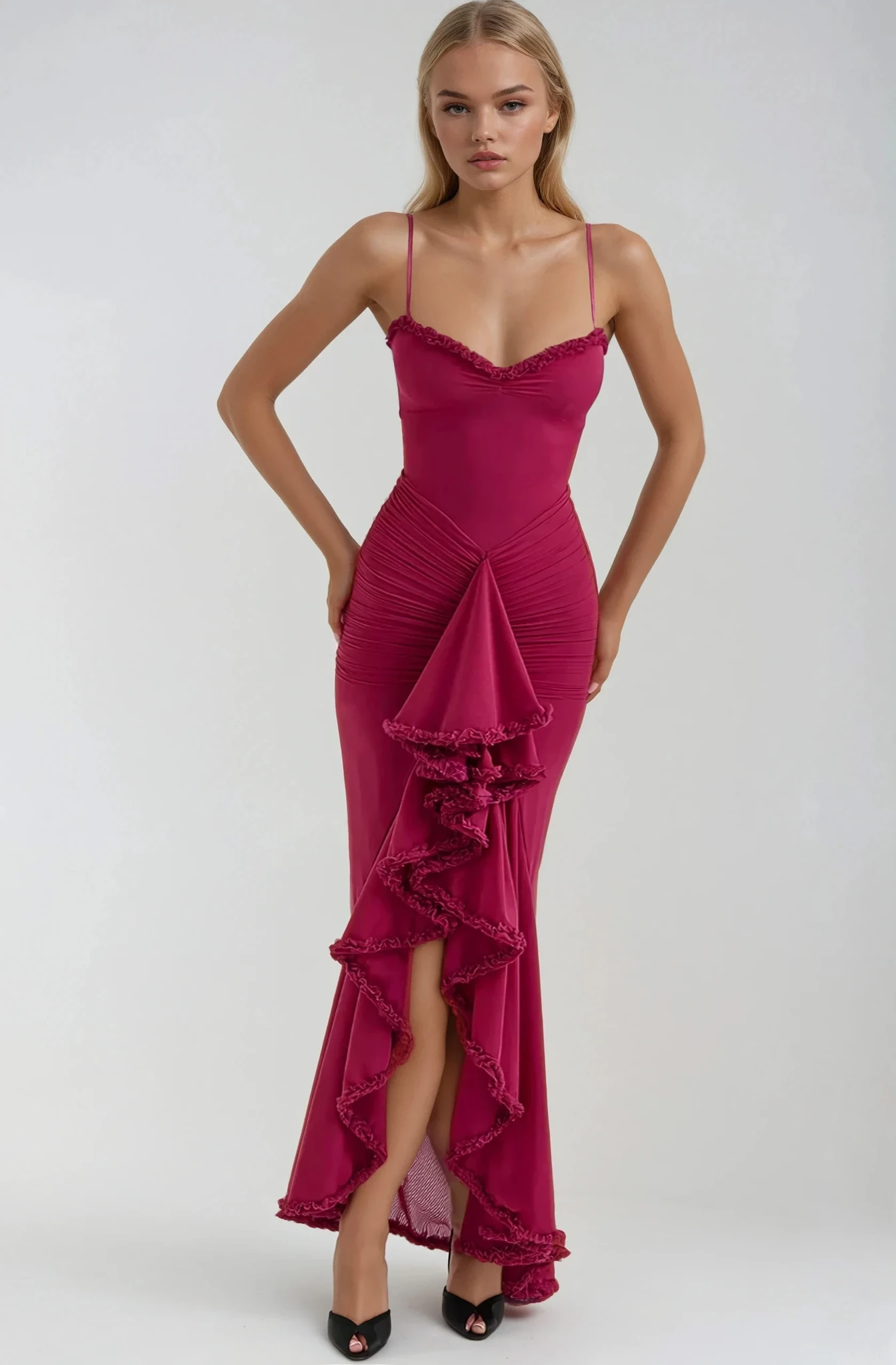 Luna | Elegant Ruffled Gown for Wedding Guest