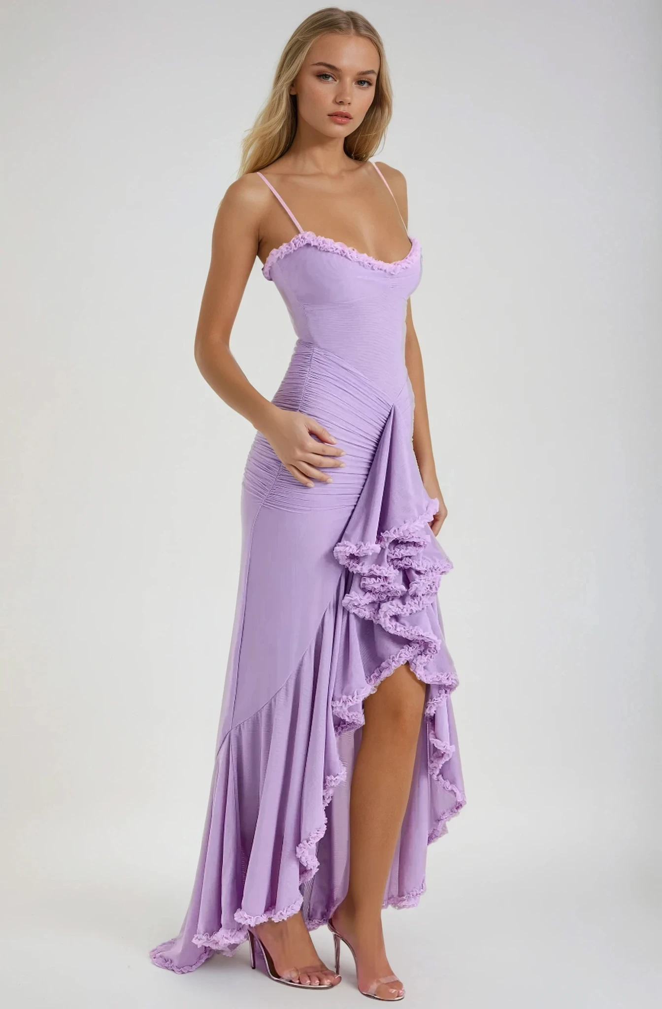 Luna | Elegant Ruffled Gown for Wedding Guest
