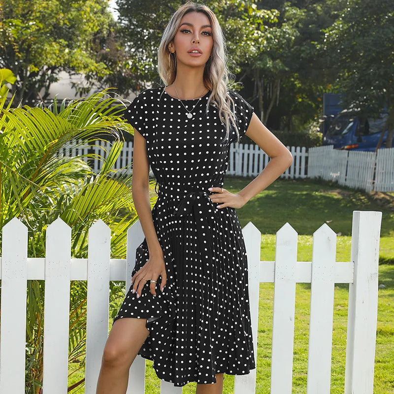 Ellie | Floral Patterned Dress with Polka Dots