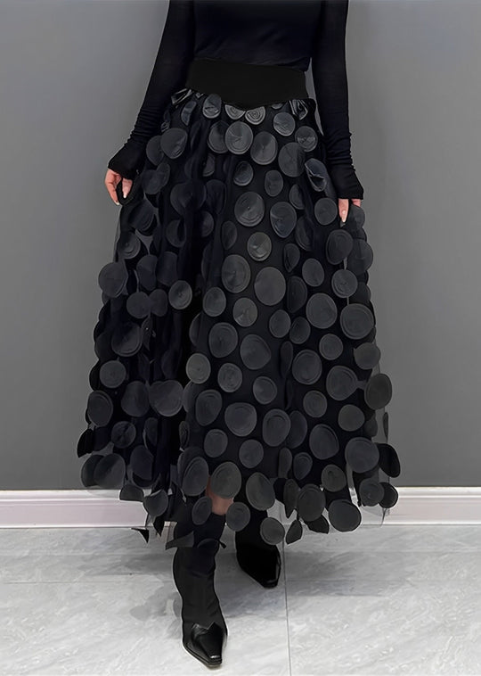 LAURA | Black Skirt with Polka Dots