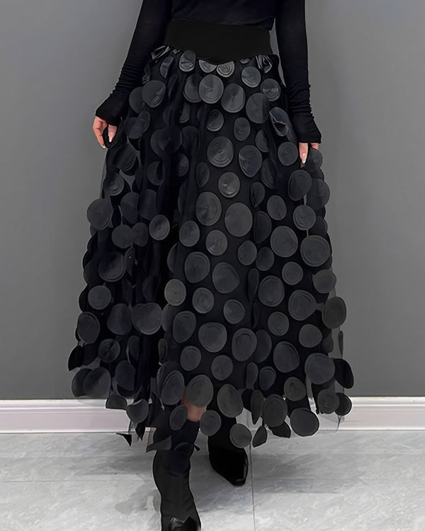 LAURA | Black Skirt with Polka Dots