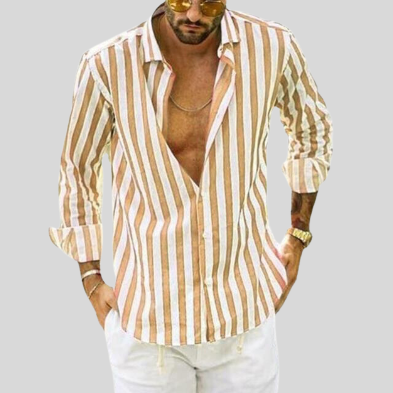 Noah | Men's Striped Long Sleeve Breathable Shirt