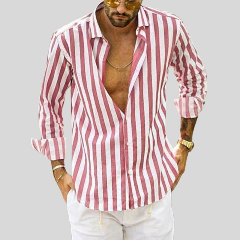 Noah | Men's Striped Long Sleeve Breathable Shirt