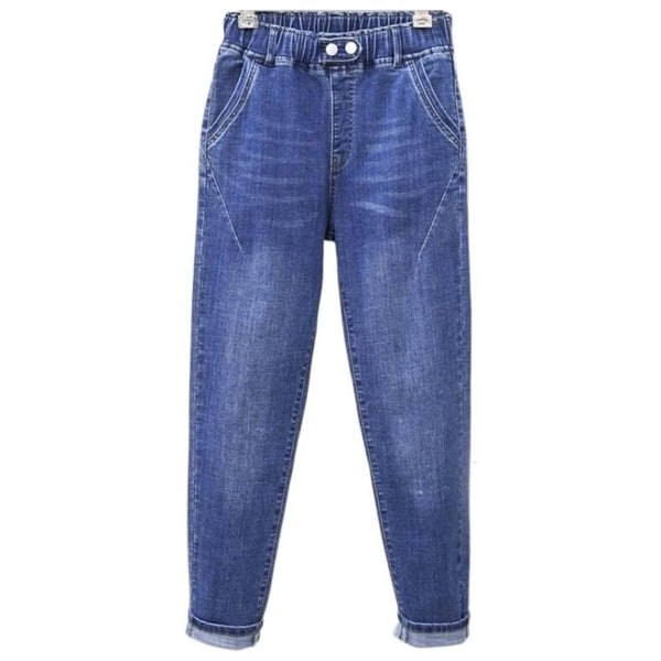 Elastic High-Waisted Baggy Jeans In Plus Size