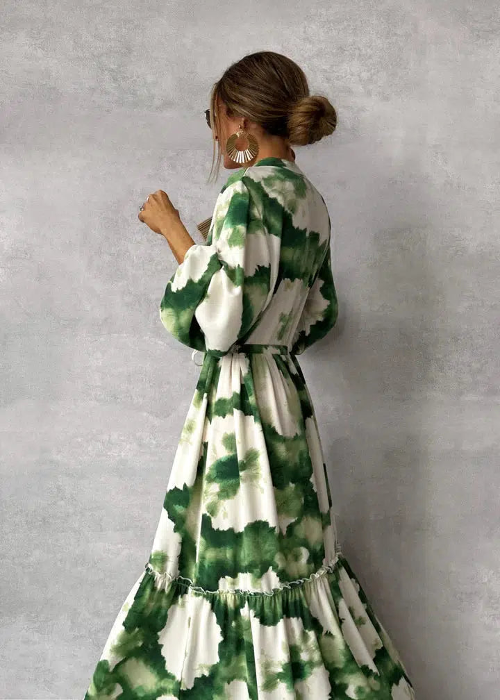 Ella | Elegant Women's Long Sleeve V-Neck Maxi Dress