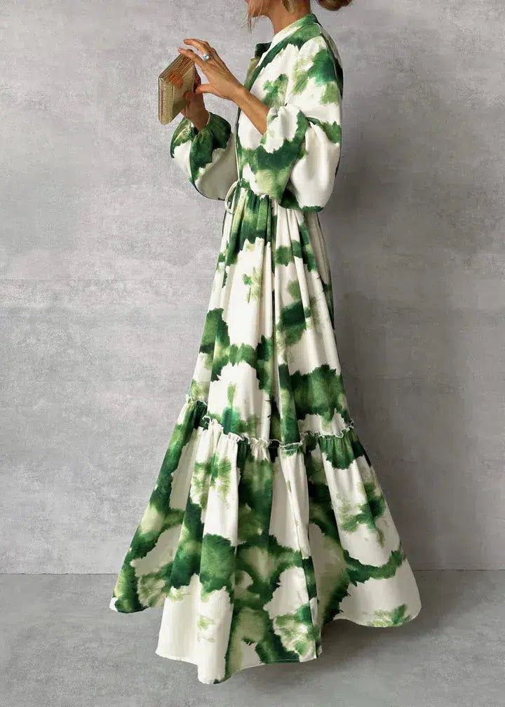 Ella | Elegant Women's Long Sleeve V-Neck Maxi Dress