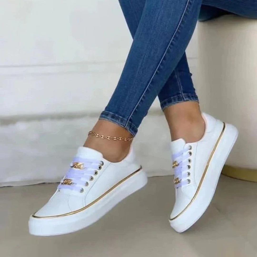 Chic Women's Sneakers with Gold Accent