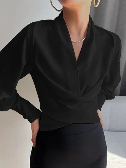ISHI | V-neck women's blouses with puff sleeves