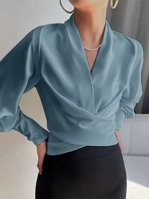 ISHI | V-neck women's blouses with puff sleeves