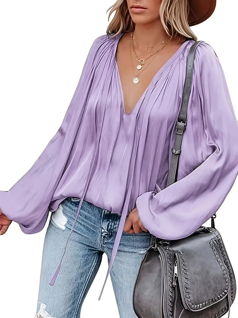 Elegant Satin Long Sleeve Blouse