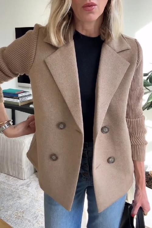 Amora | Chic Knit-Sleeve Blazer