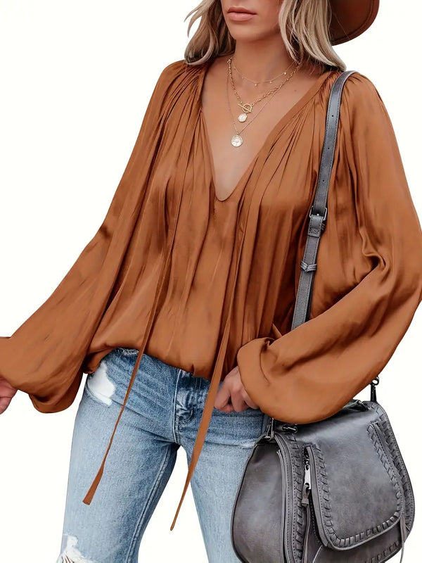 Elegant Satin Long Sleeve Blouse