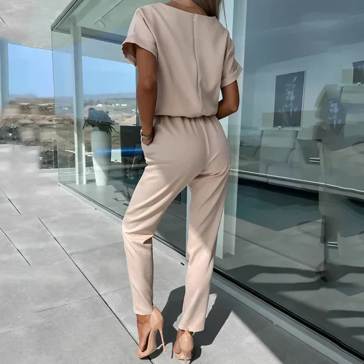 Mia | Elegant Women's Short Sleeve Jumpsuit with Tie