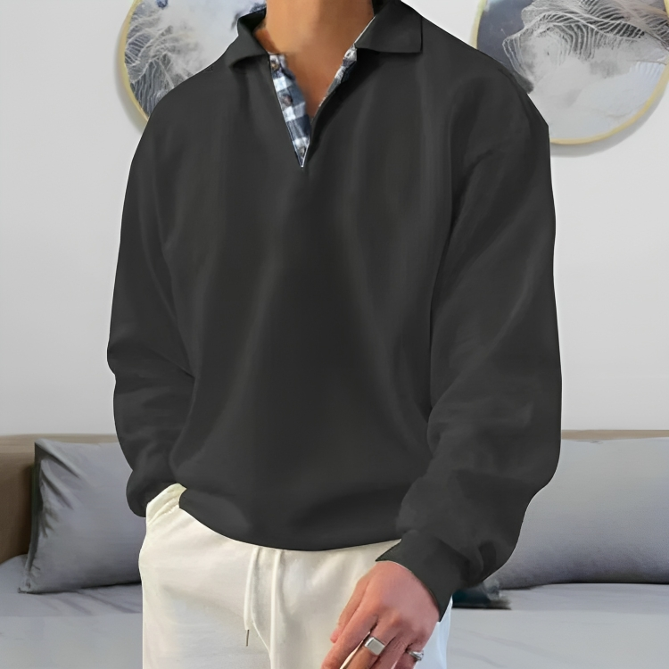 Men's Casual Polo Pullover Sweatshirt