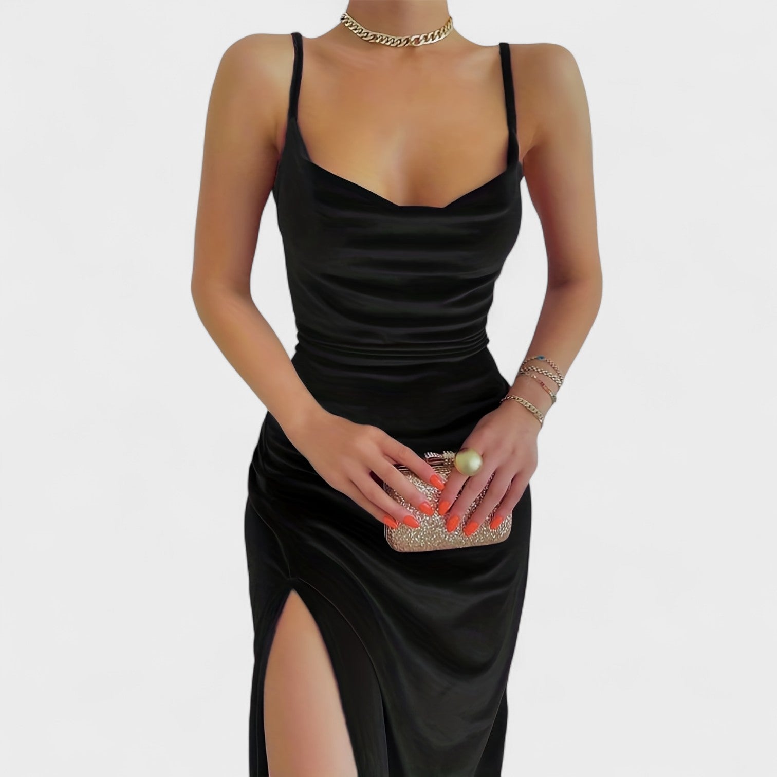 Elegant Velvet Cocktail Dress with Slit