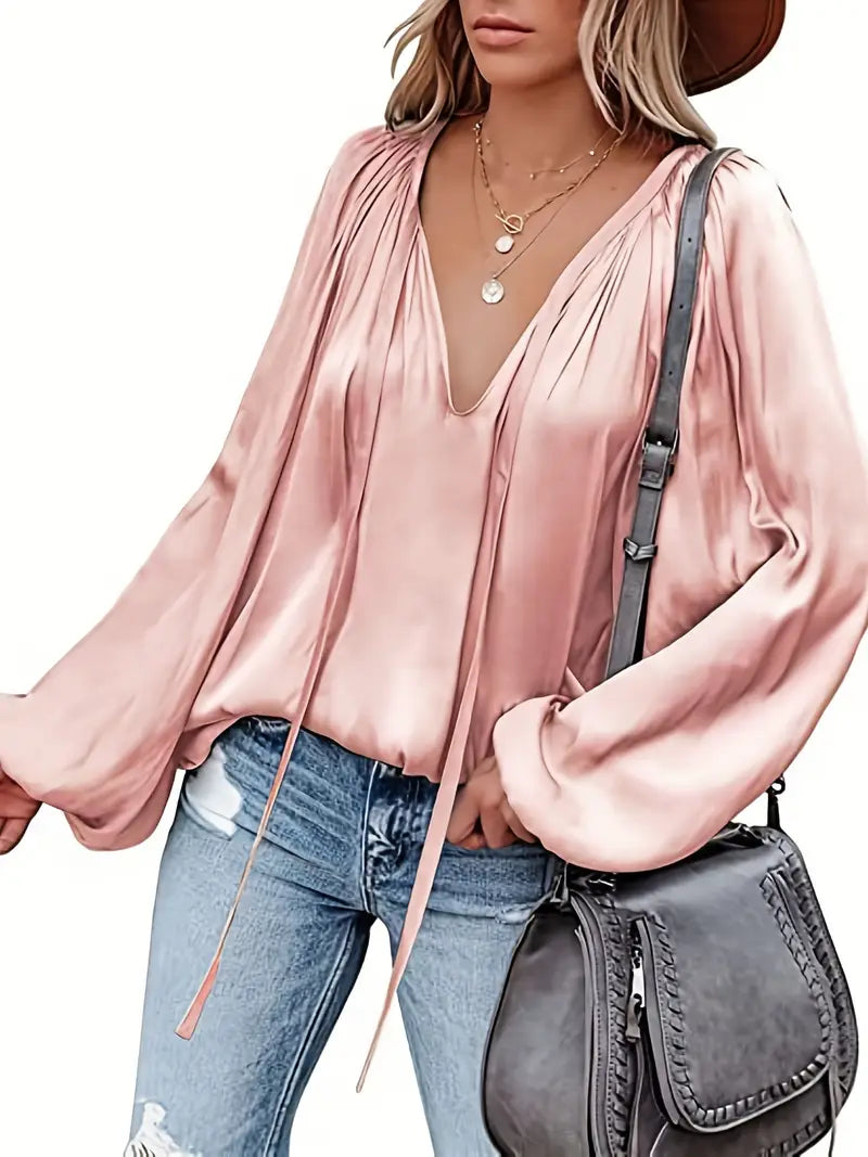 Elegant Satin Long Sleeve Blouse