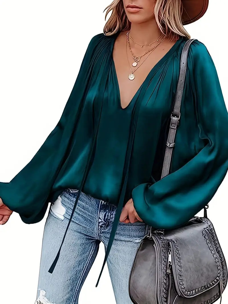 Elegant Satin Long Sleeve Blouse
