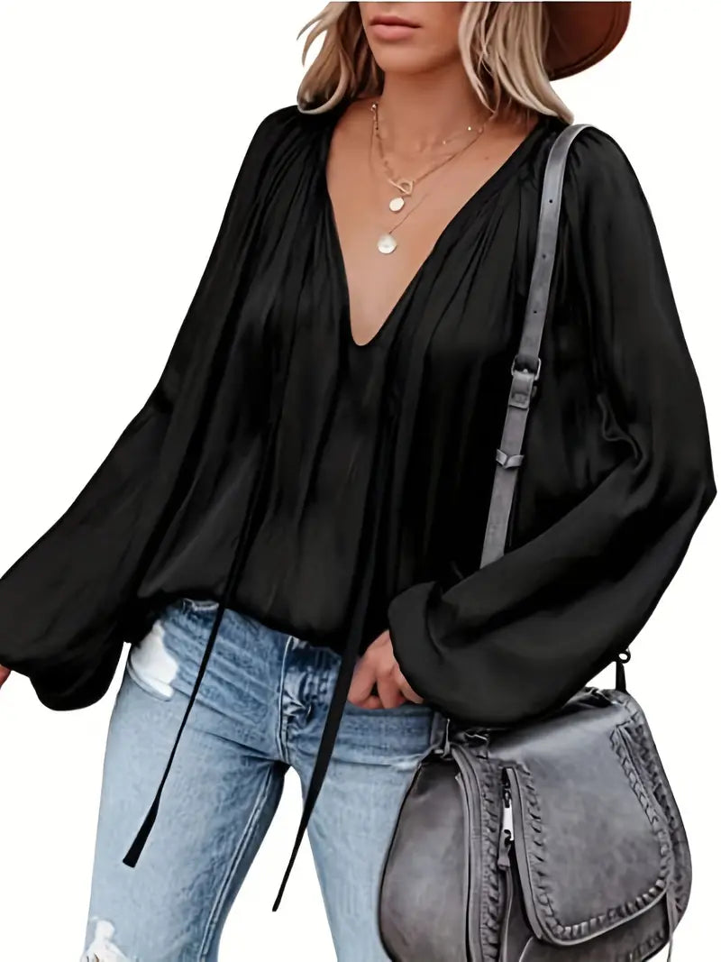 Elegant Satin Long Sleeve Blouse
