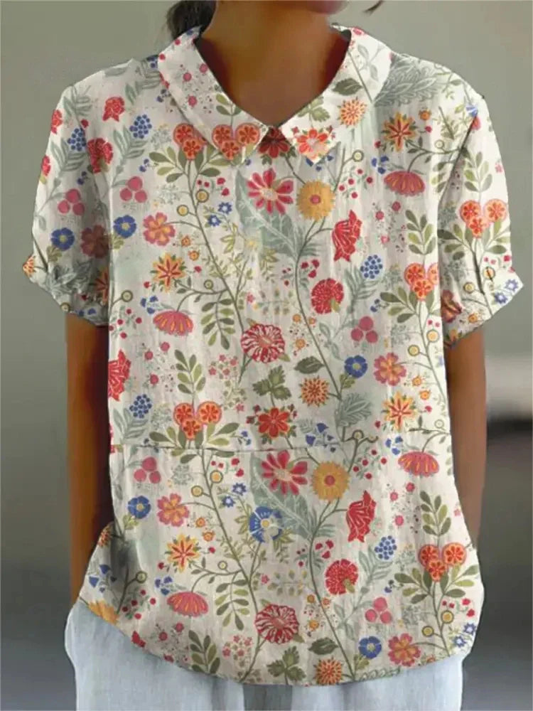 Poppy | Women's Vintage Floral Blouse for Casual Wear