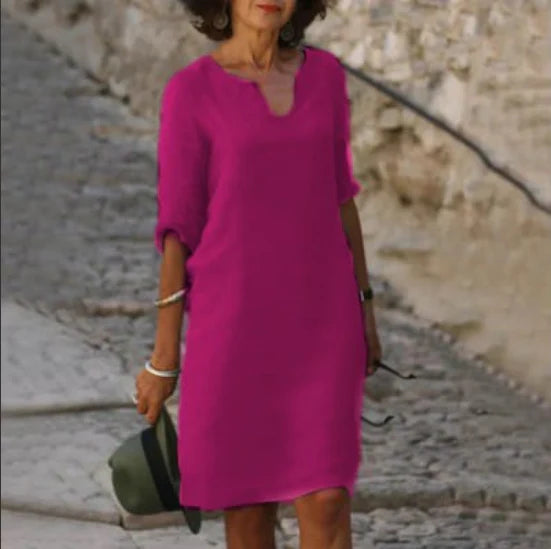 Remi | Women's V-Neck Dress with 3/4 Sleeves
