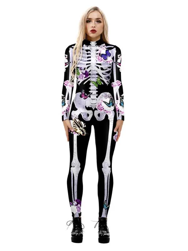 Skeleton Butterfly Print Halloween Costume
