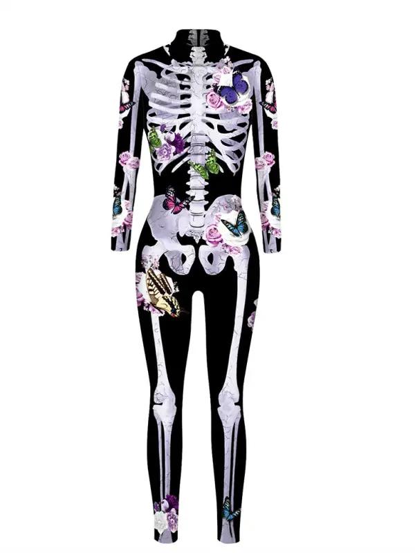 Skeleton Butterfly Print Halloween Costume