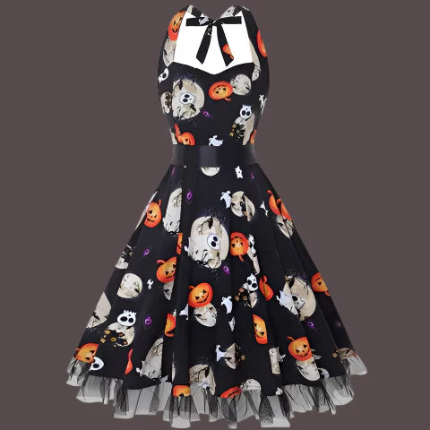 Vintage Halter Halloween Costume Dress | Midi