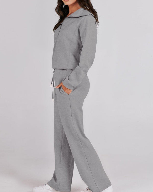 Stylish Two-Piece Set with Long Sleeves and Zip Detail