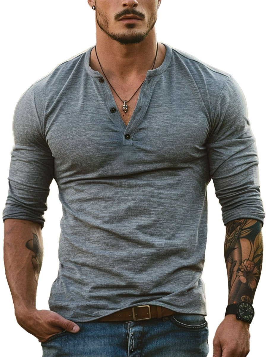 Thomas | Men's Long Sleeve Henley T-Shirt