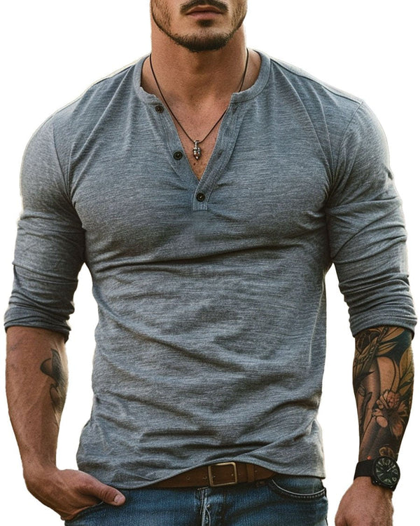 Thomas | Men's Long Sleeve Henley T-Shirt