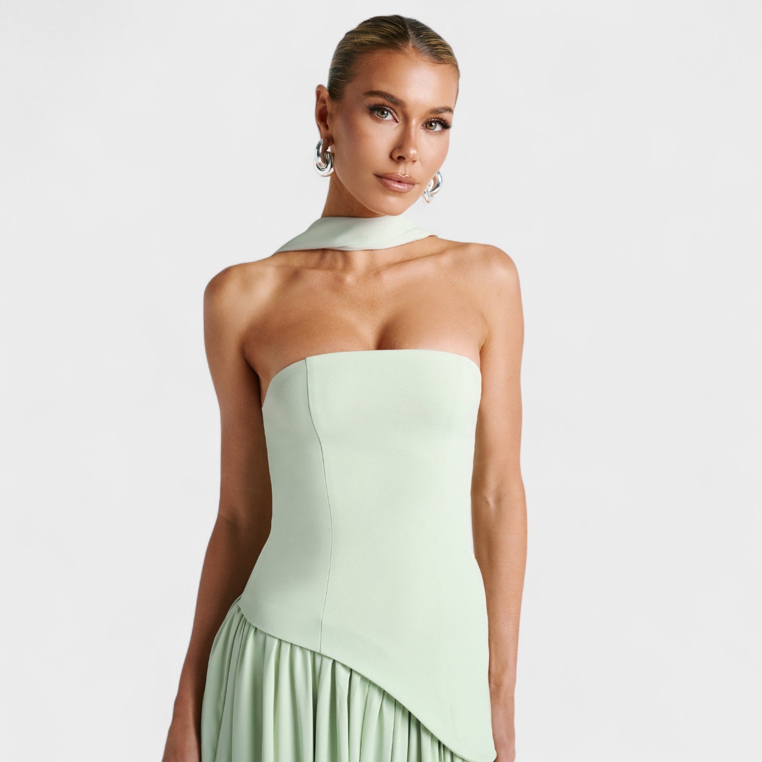 Asymmetric Mint Cocktail Dress with Elegance