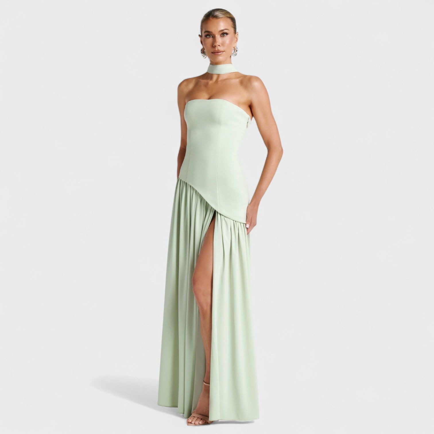 Asymmetric Mint Cocktail Dress with Elegance