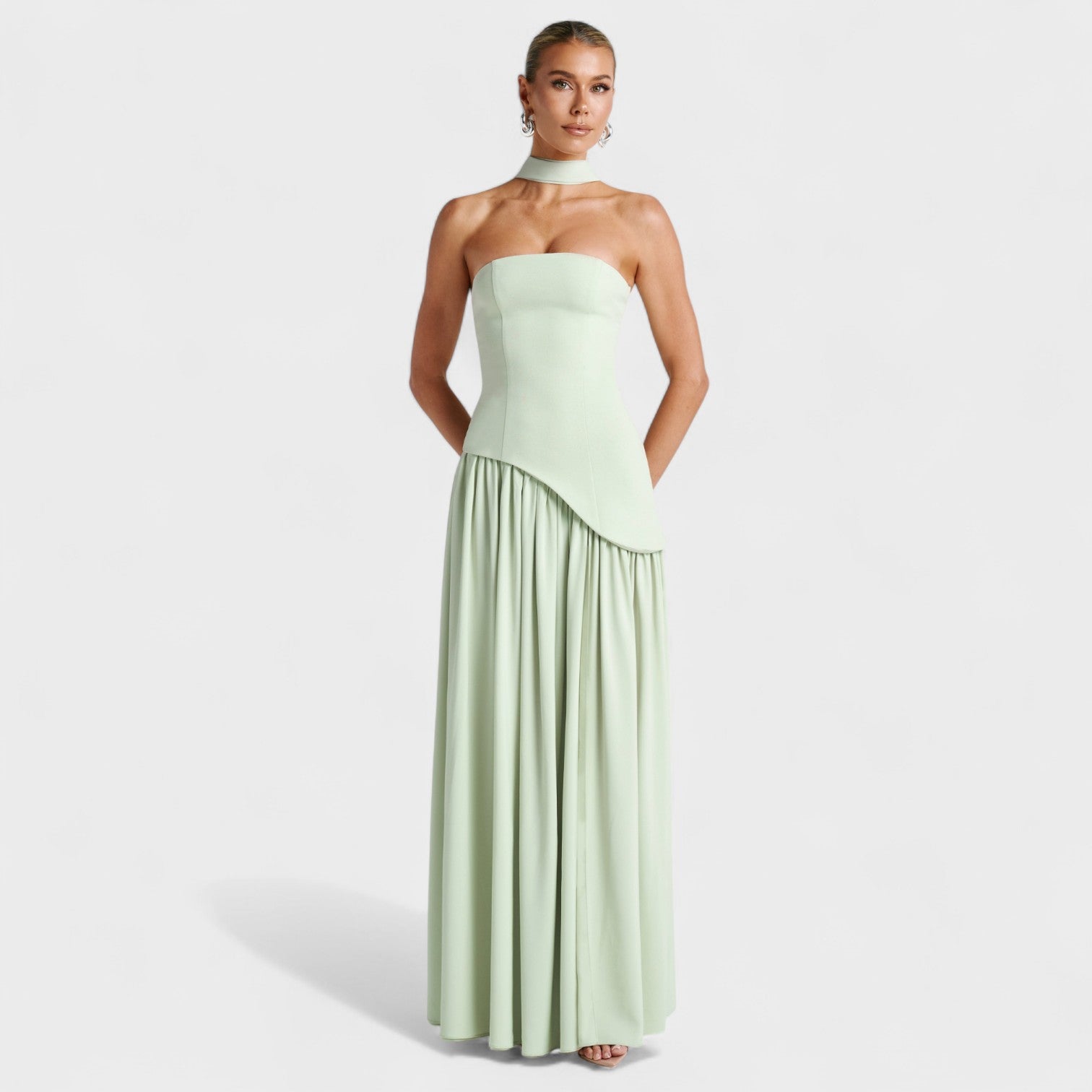Asymmetric Mint Cocktail Dress with Elegance