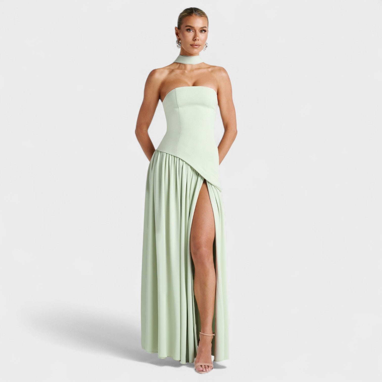 Asymmetric Mint Cocktail Dress with Elegance