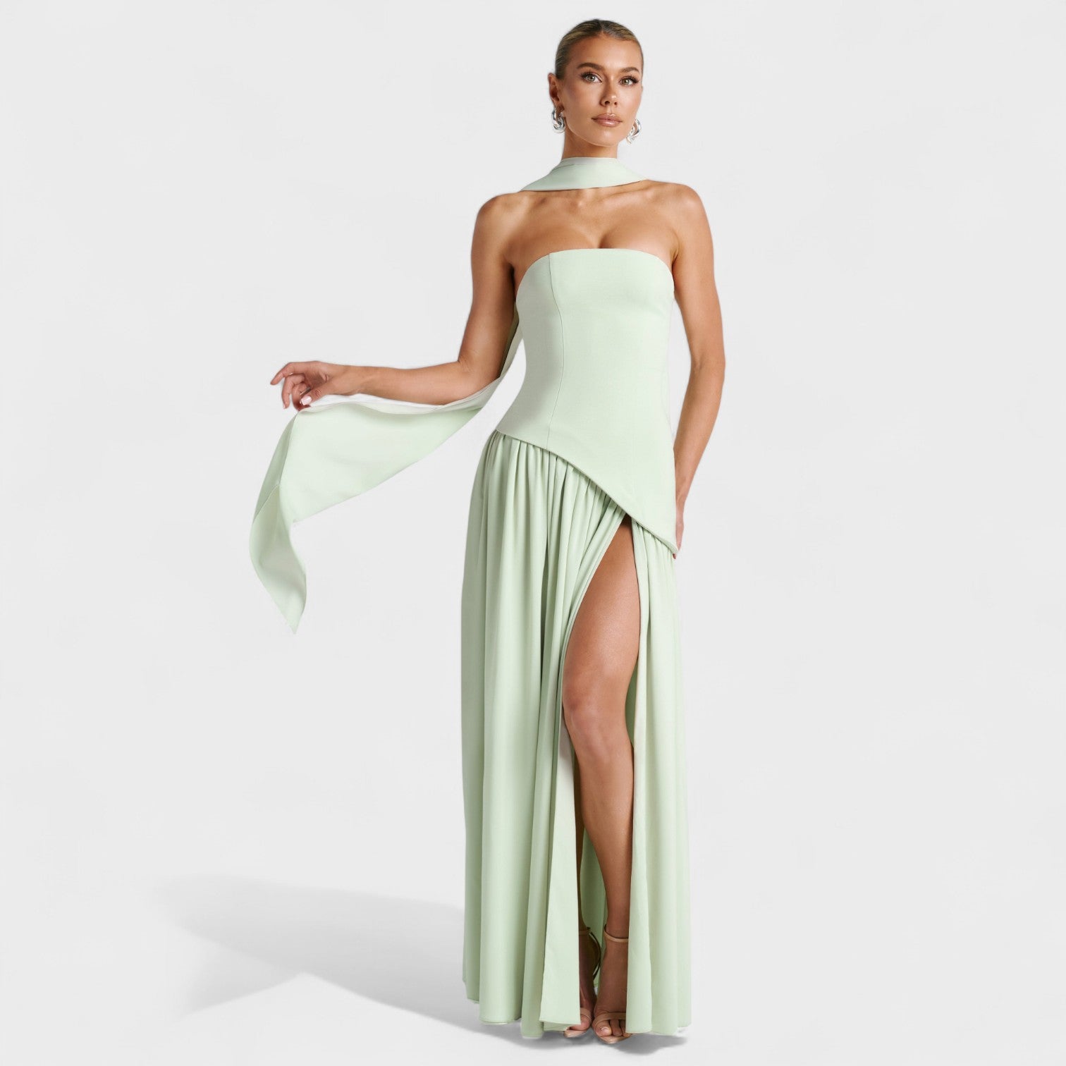 Asymmetric Mint Cocktail Dress with Elegance