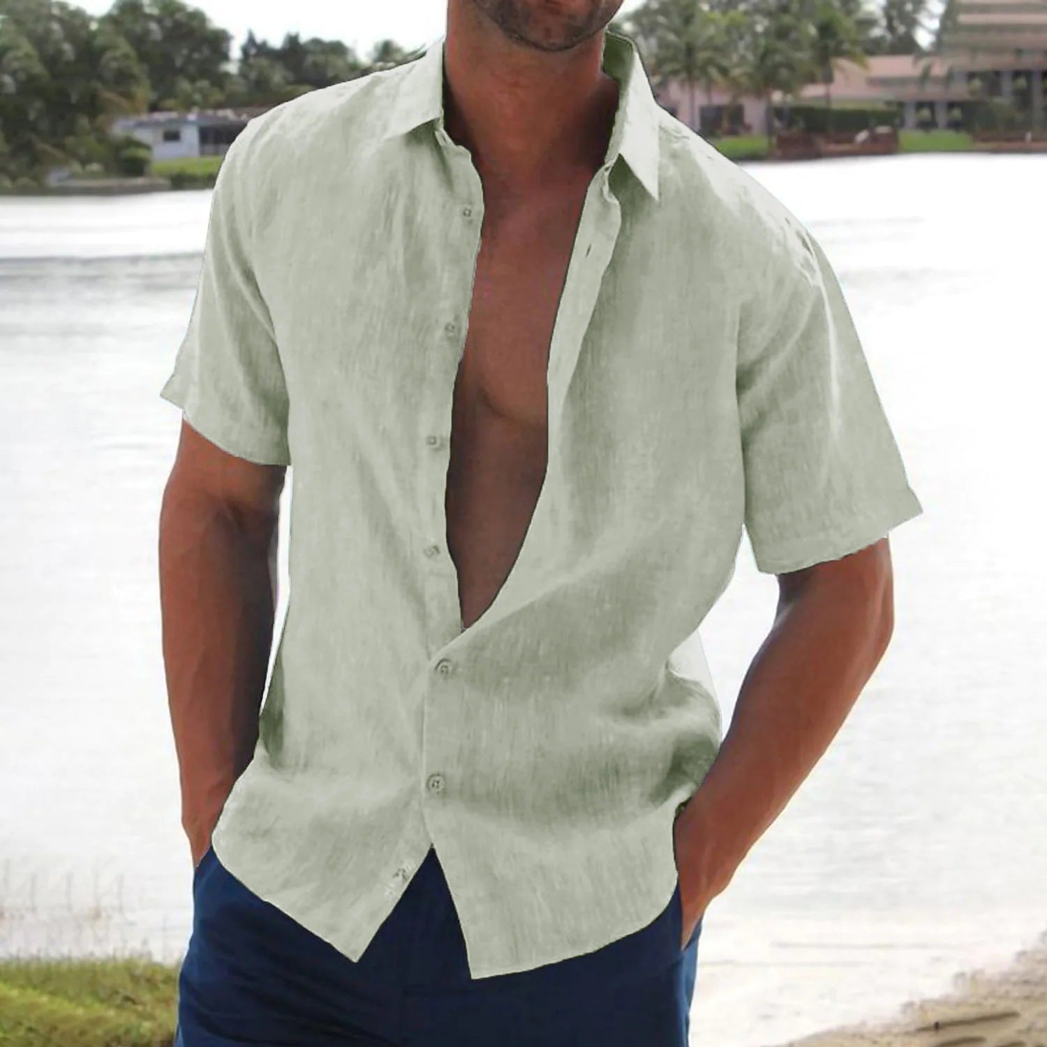 Callum | Men's Short Sleeve Linen Shirt
