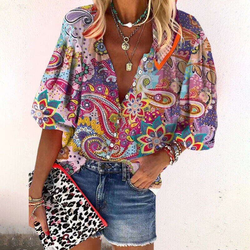 Ellie | Women's Vintage Print Shirt Top