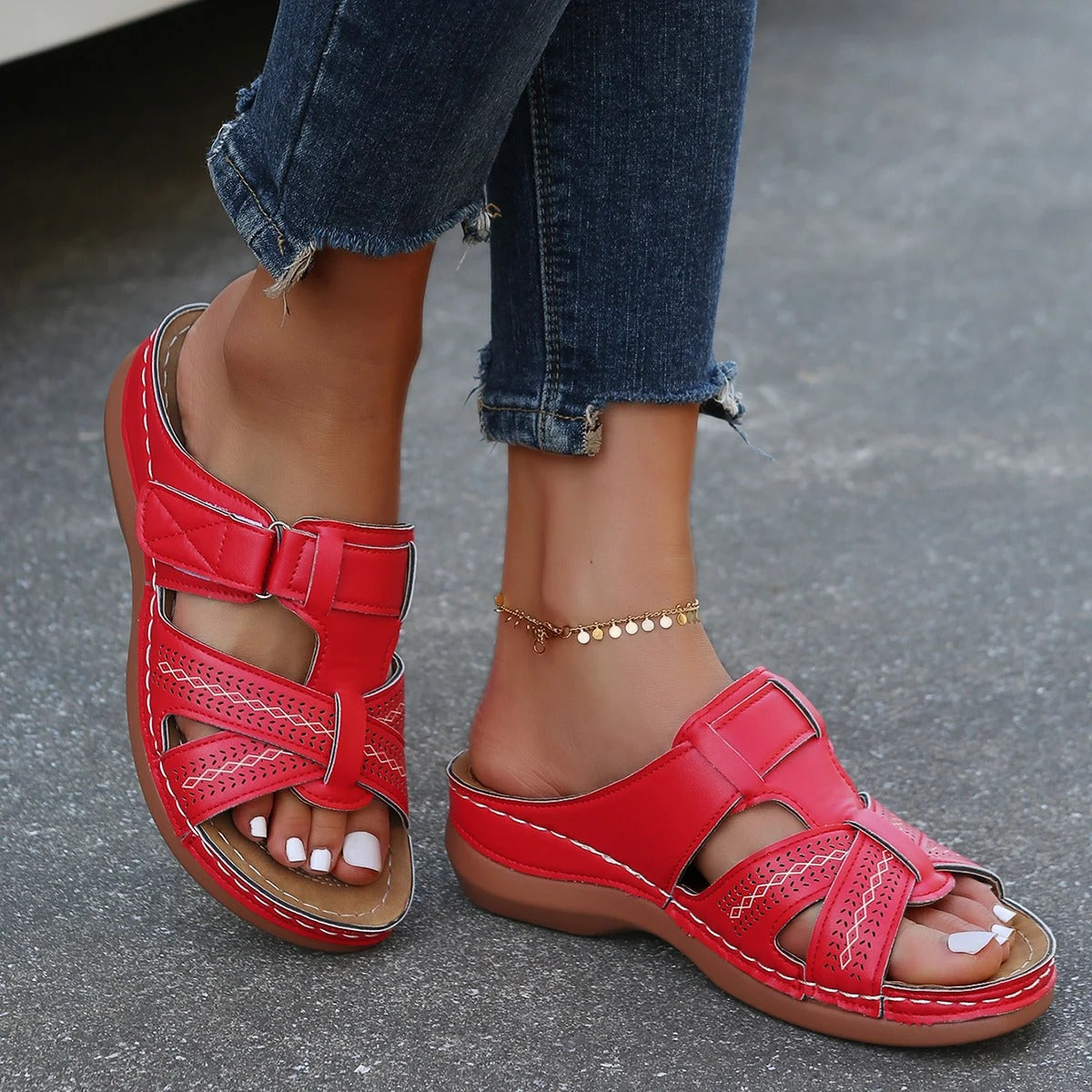Orthopedic Leather Open-Toe Sandals