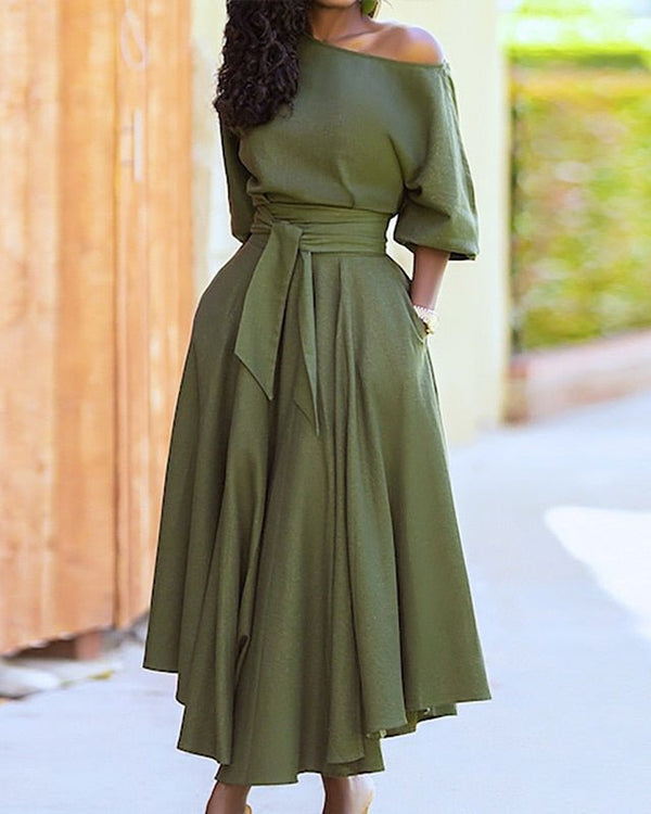 Sustainable Tie-Waist A-Line Dress for Eco-Friendly Style