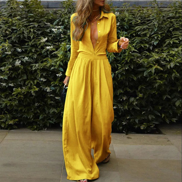 Ivy | Women's Elastic Waist Buttoned Jumpsuit